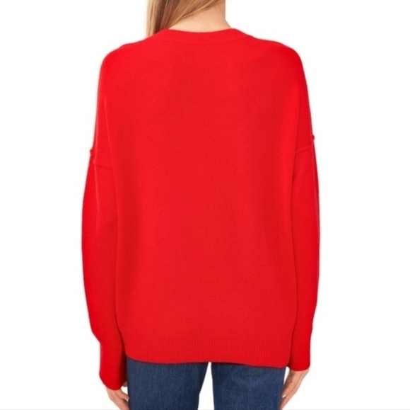 Vince Camuto Bright Cherry Red LOVE Graphic Pullover Womens Sweater NEW - Picture 3 of 7